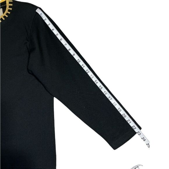 Vintage Bobbie Brooks Black with gold edging zip up cardigan sweater size Large - Picture 7 of 8